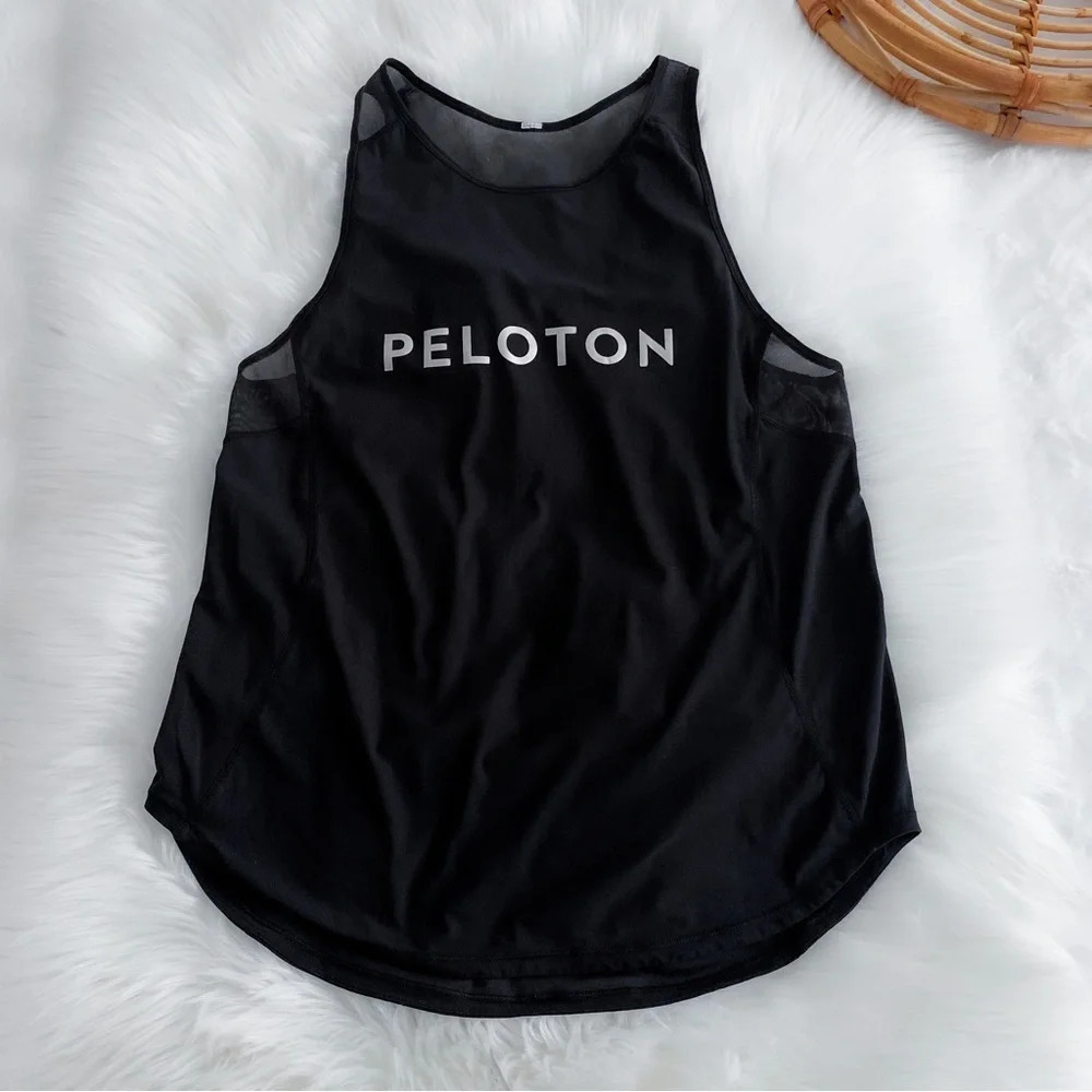 Lululemon Peloton Sculpt Tank Top Black Mesh Sleeveless - Picture 5 of 9